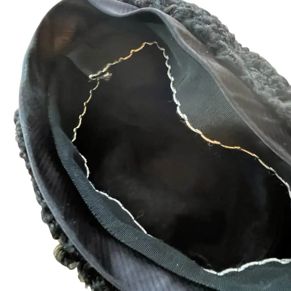 Vintage Persian Lamb Hat Women Size 6 5/8 Black Fitted Pill Box Squishee Winter - Picture 6 of 8